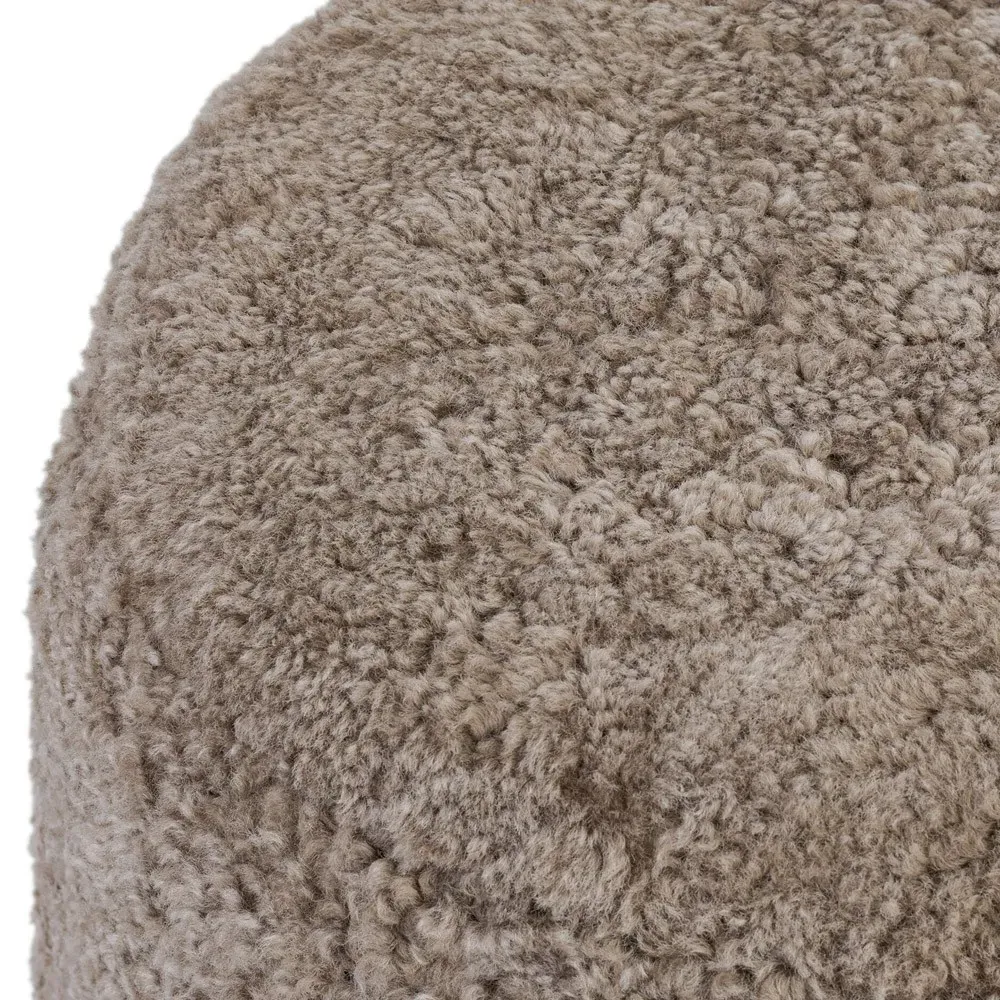 Leroy Round Ottoman - Taupe, Oak