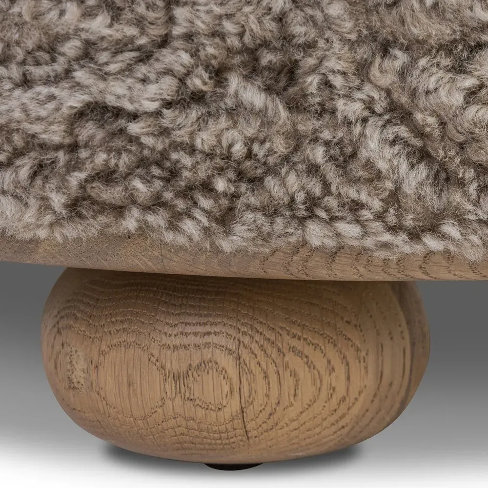 Leroy Round Ottoman - Taupe, Oak