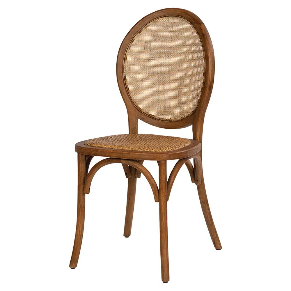 Lesley French Cane Back King Louis Side Chair - Brown, Oak