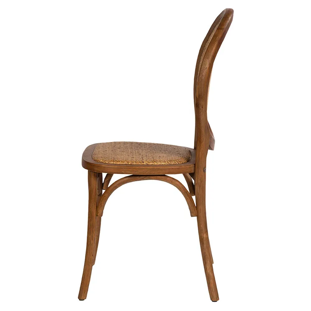 Lesley French Cane Back King Louis Side Chair - Brown, Oak