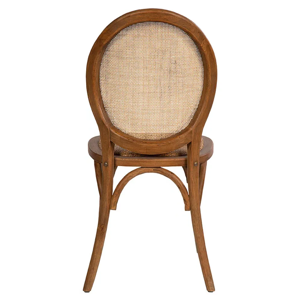 Lesley French Cane Back King Louis Side Chair - Brown, Oak