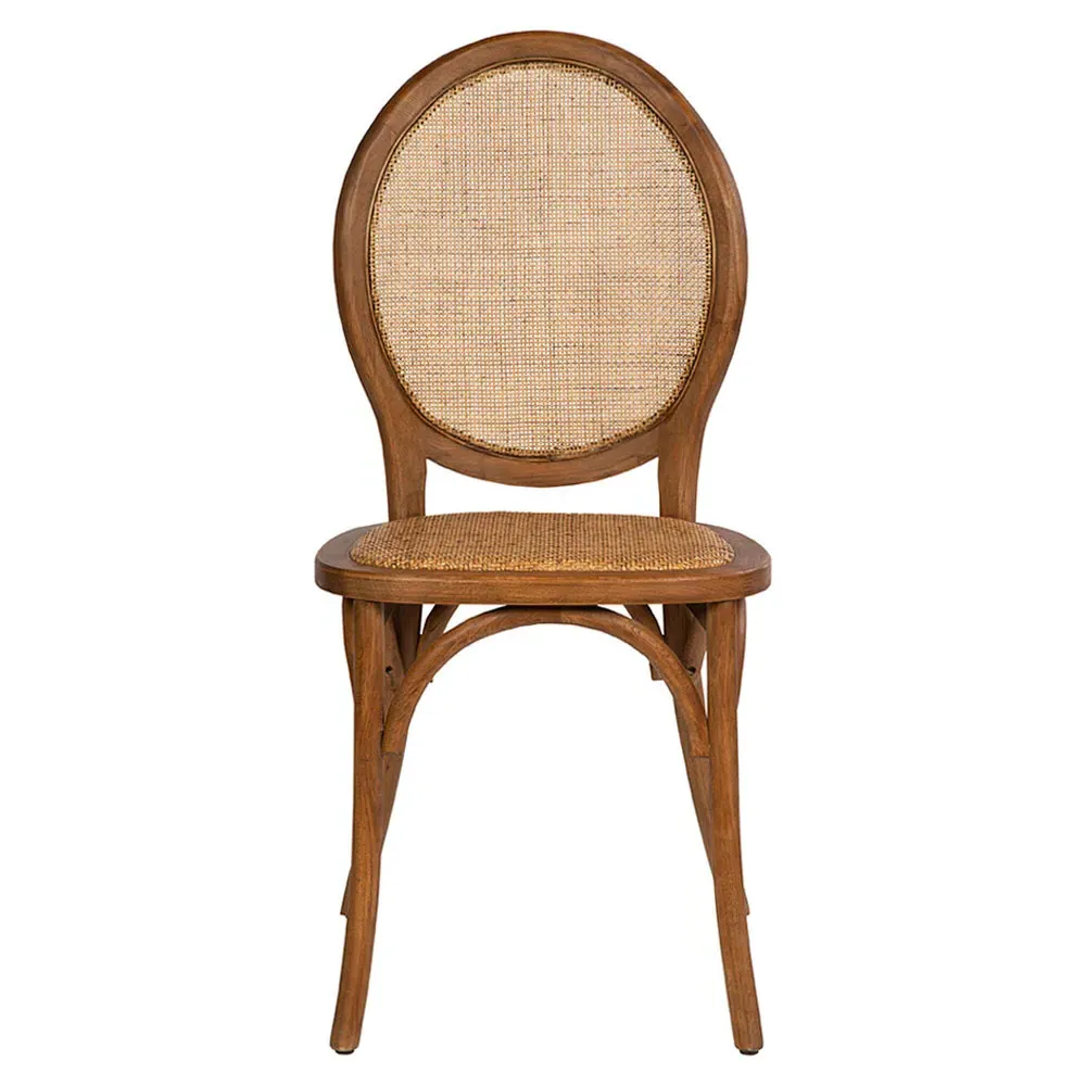 Lesley French Cane Back King Louis Side Chair - Brown, Oak