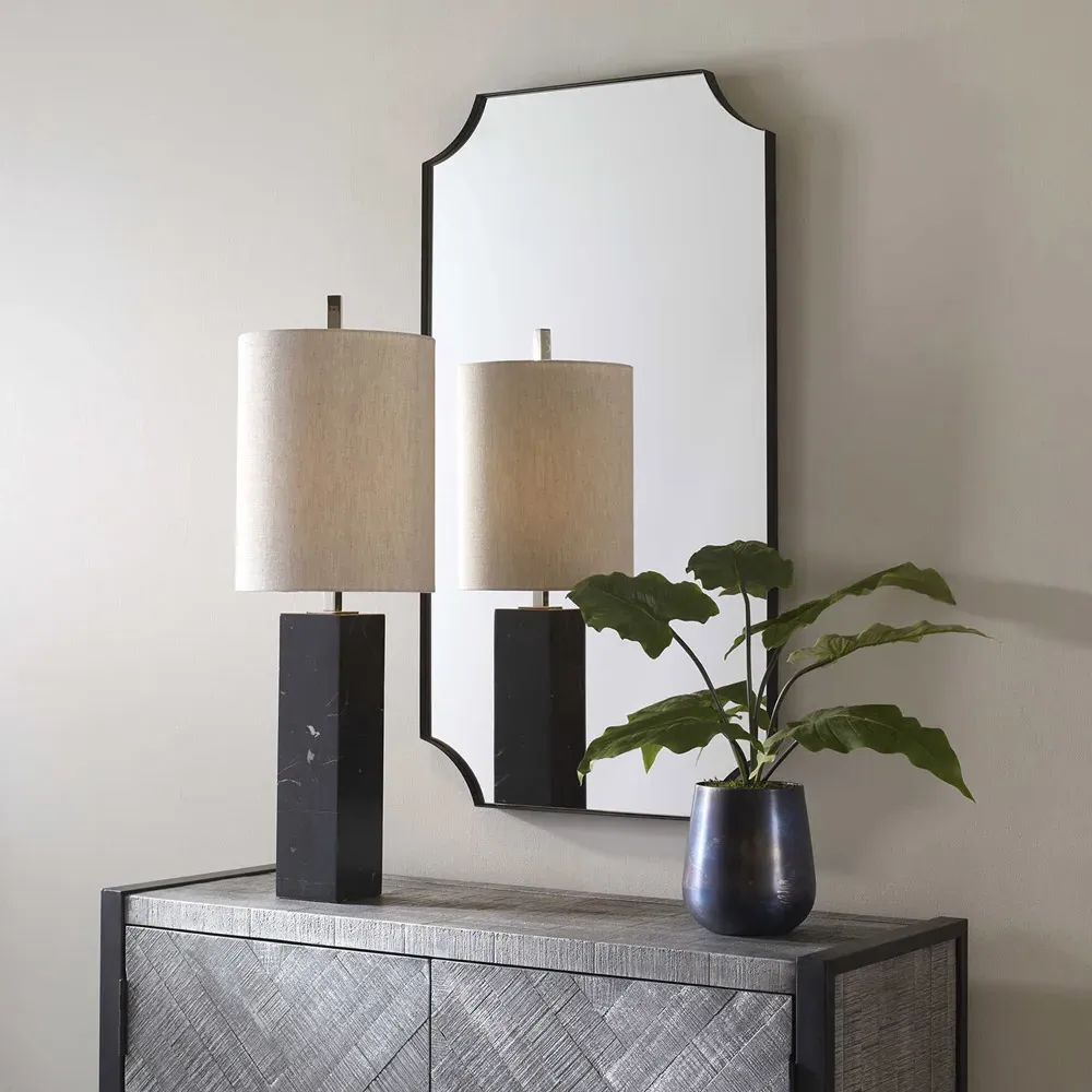 Lester Rectangular Wall Mirror - Black, Iron