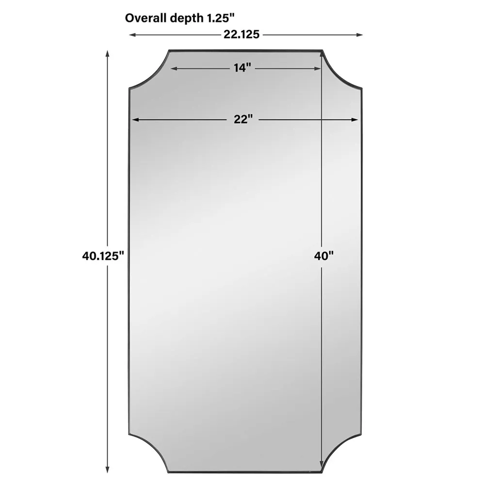 Lester Rectangular Wall Mirror - Black, Iron