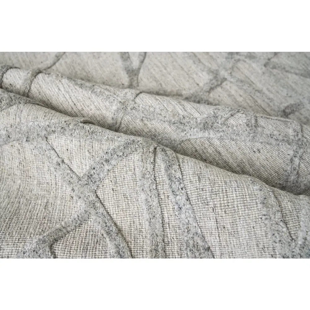 Levi 10x14 Patterned Rug - Grey, Wool Bamboo Silk