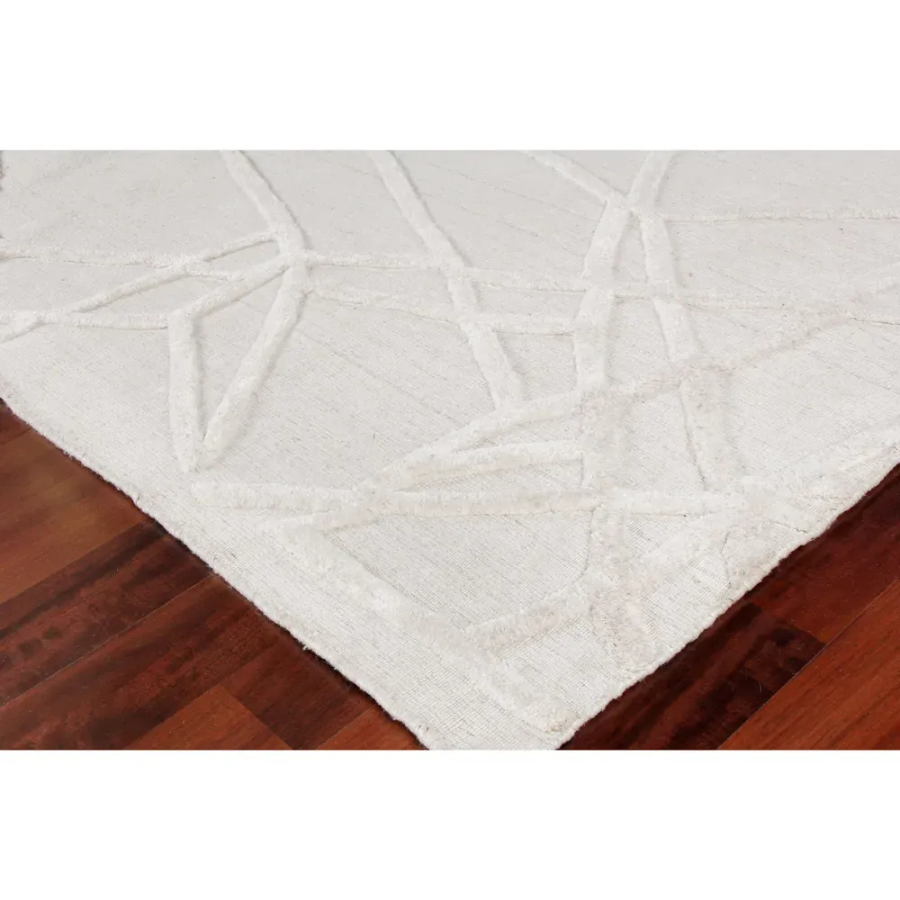 Levi 10'x14' Patterned Rug - Linen Beige, Wool Bamboo Silk