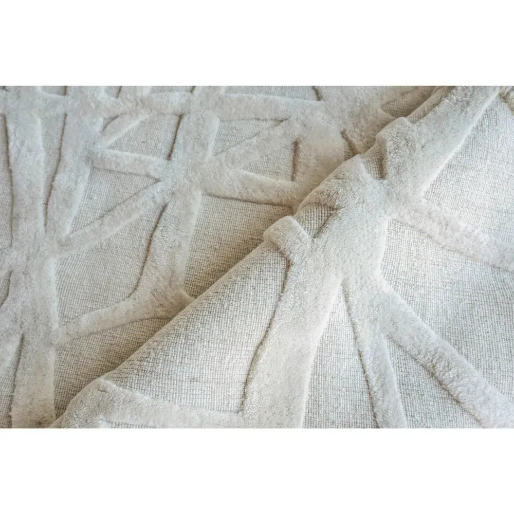 Levi 12'x15' Patterned Rug - Linen Beige, Wool Bamboo Silk