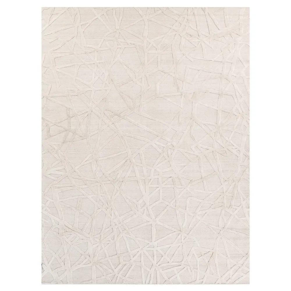 Levi 12'x15' Patterned Rug - Linen Beige, Wool Bamboo Silk