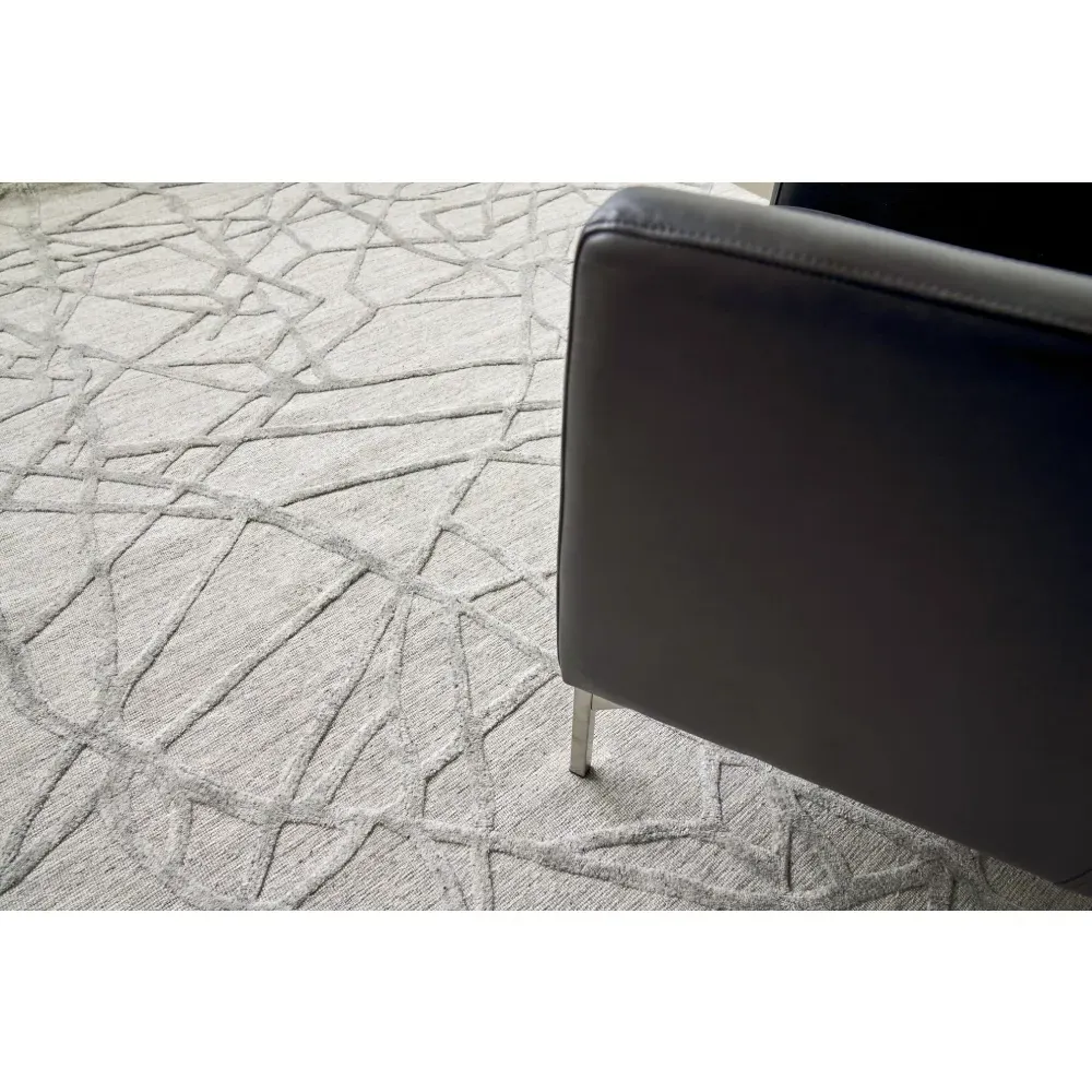 Levi 14'x18' Patterned Rug - Grey, Wool Bamboo Silk