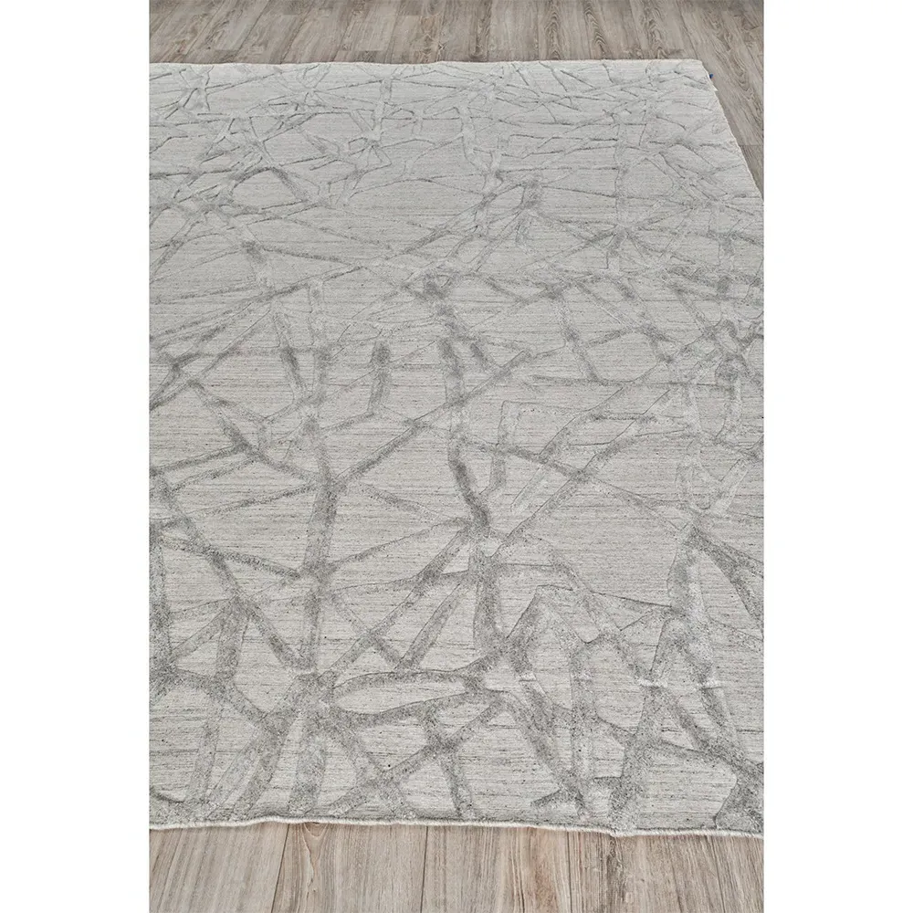 Levi 8x10 Patterned Rug - Grey, Wool Bamboo Silk