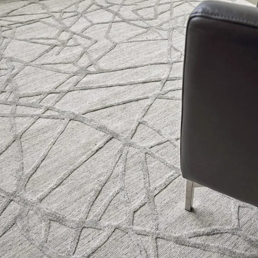 Levi 8x10 Patterned Rug - Grey, Wool Bamboo Silk