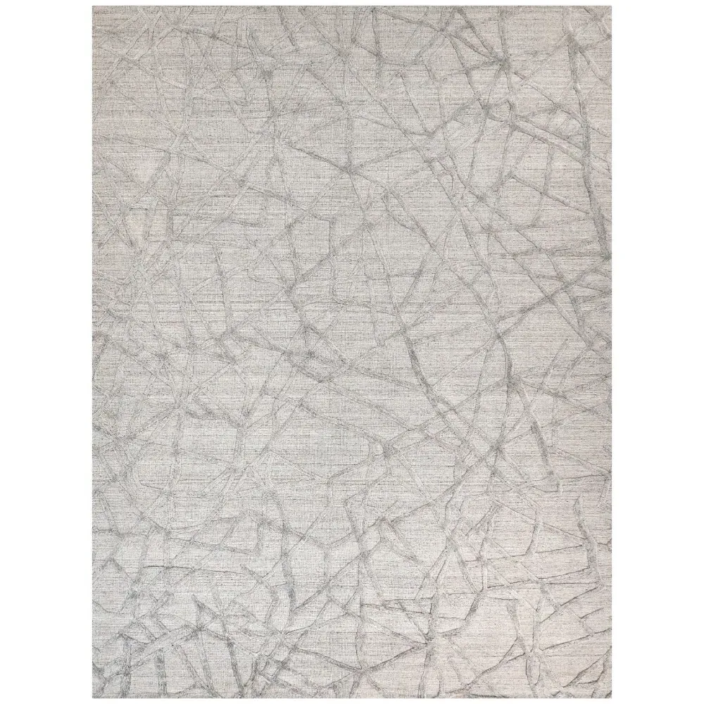 Levi 9x12 Patterned Rug - Grey, Wool Bamboo Silk