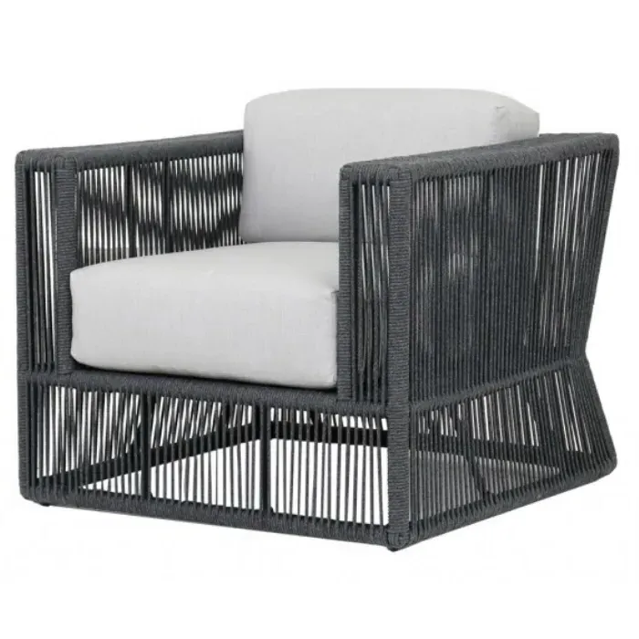 Levi Club Arm Chair - Grey, Rope