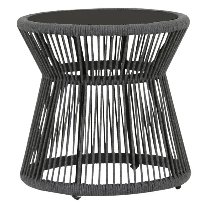 Levi Round Outdoor Side Table - Black, Marble image