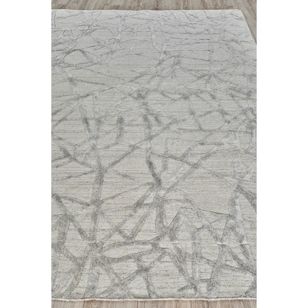 Levi Sample Patterned Rug - Grey, Wool Bamboo Silk