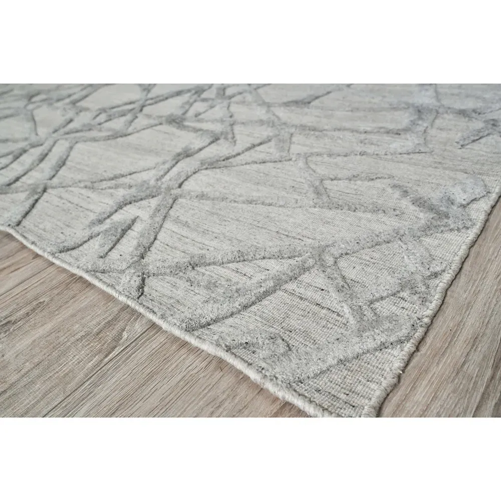 Levi Sample Patterned Rug - Grey, Wool Bamboo Silk
