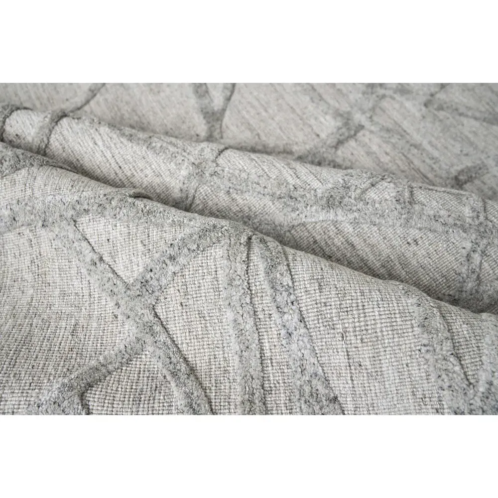 Levi Sample Patterned Rug - Grey, Wool Bamboo Silk