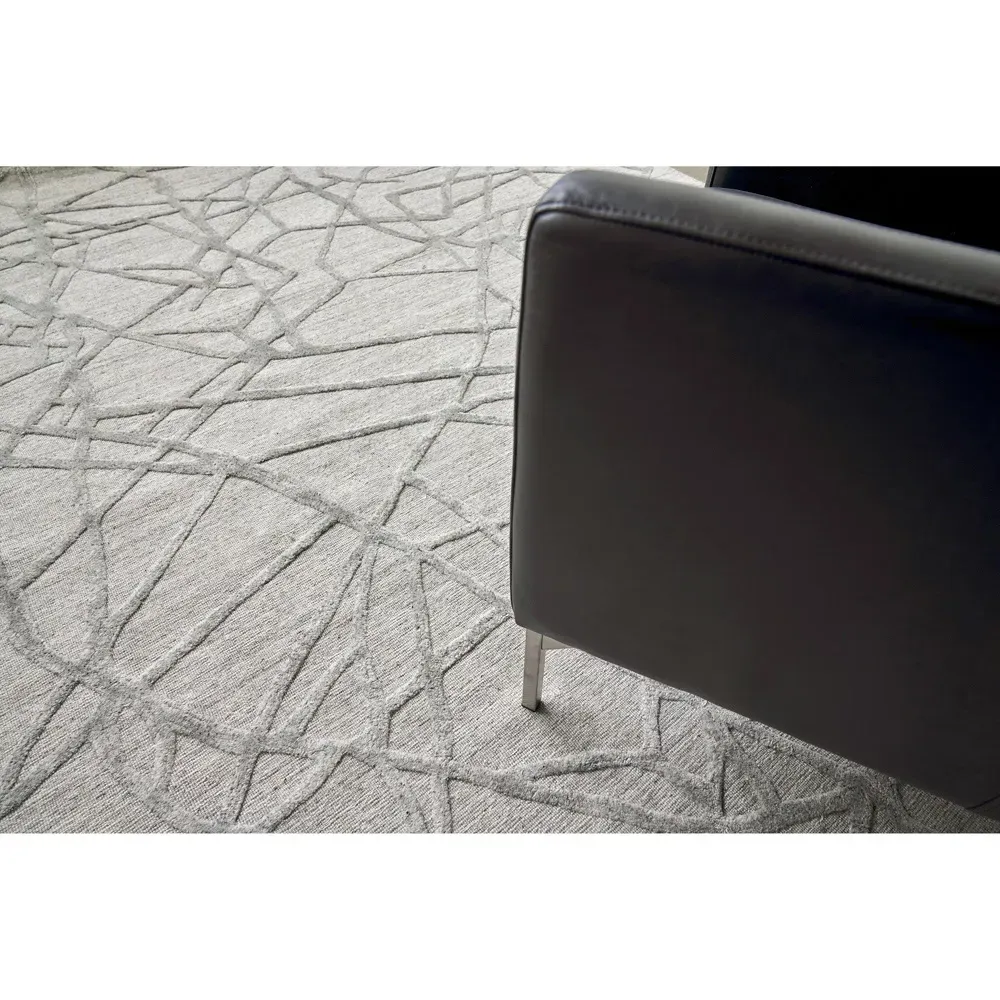 Levi Sample Patterned Rug - Grey, Wool Bamboo Silk