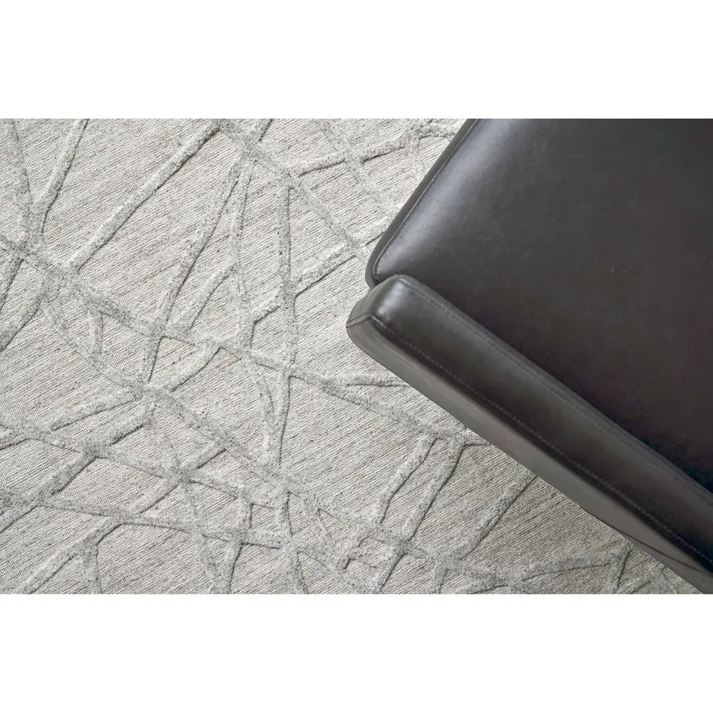 Levi Sample Patterned Rug - Grey, Wool Bamboo Silk