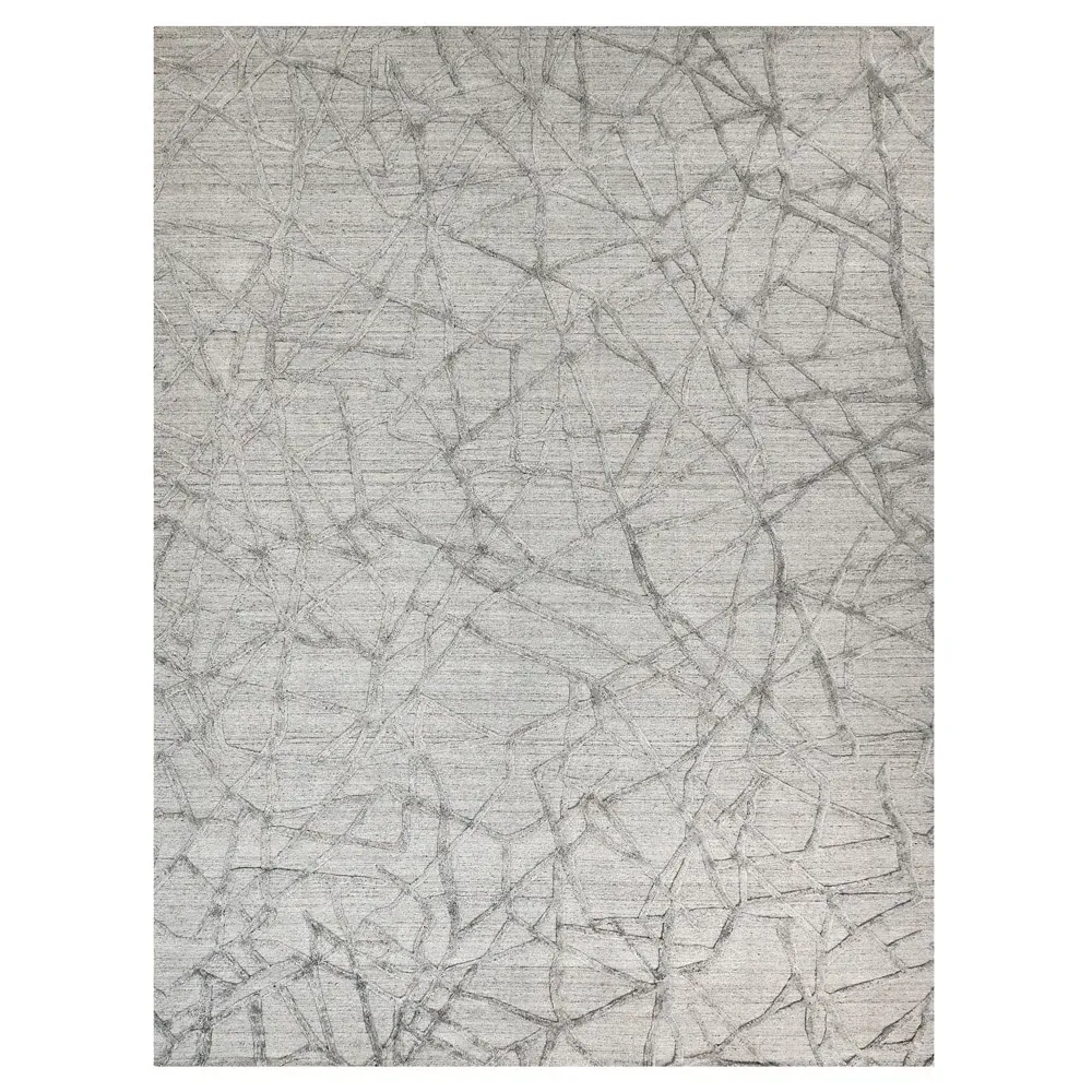 Levi Sample Patterned Rug - Grey, Wool Bamboo Silk