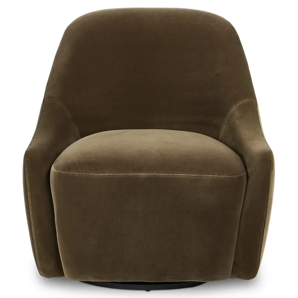 Levi Swivel Chair - Olive, Velvet