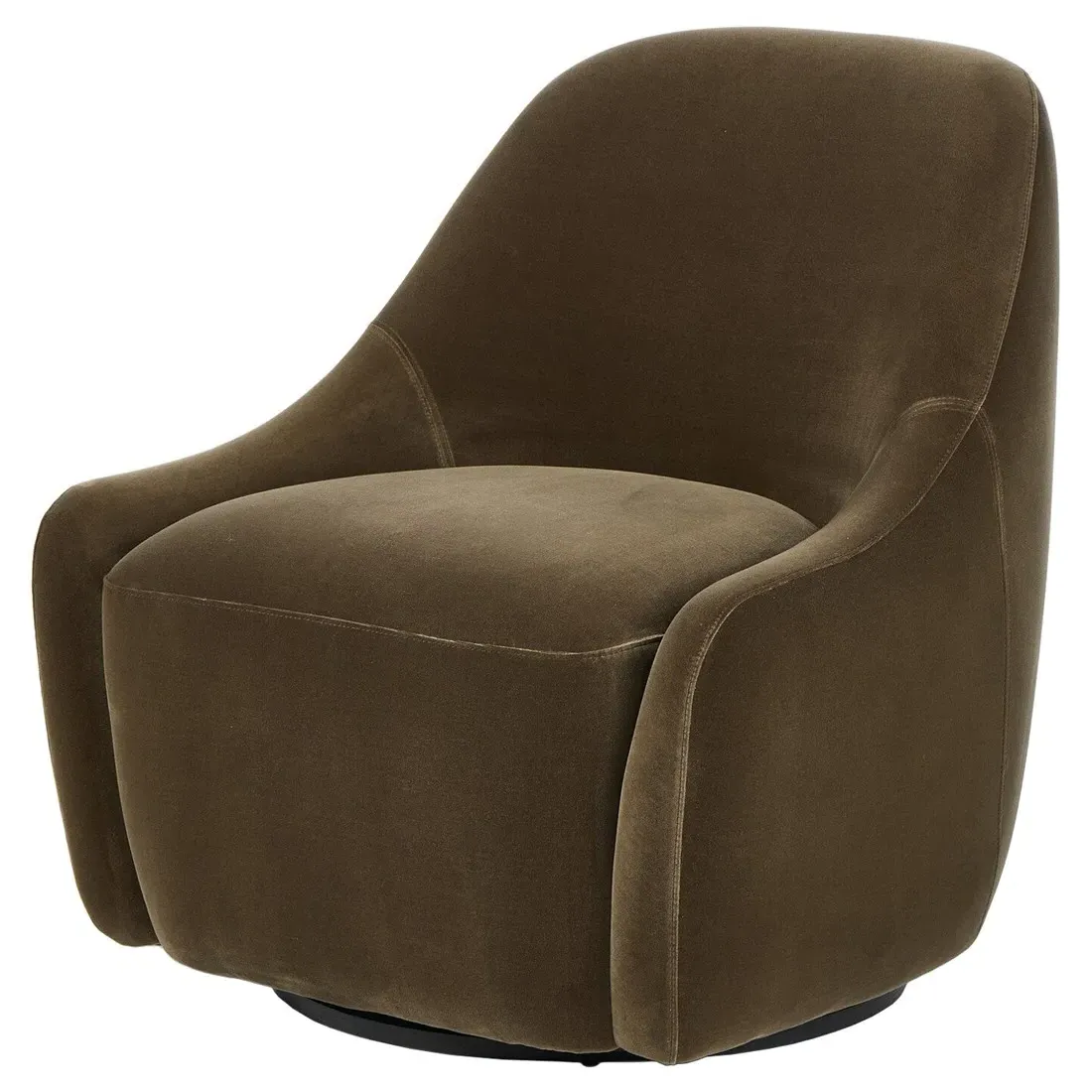 Levi Swivel Chair - Olive, Velvet