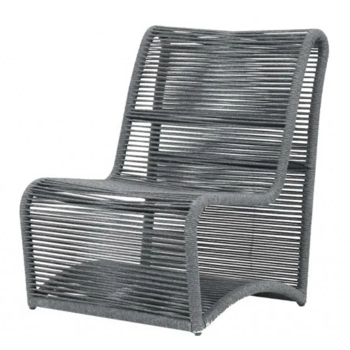 Levi Woven Rope Outdoor Armless Club Chair - Black