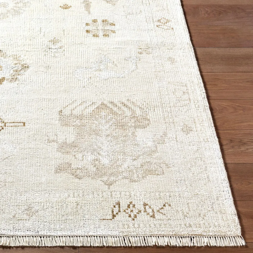Levran Oushak Patterned Hand Knotted Rug 9'x12' - Cream