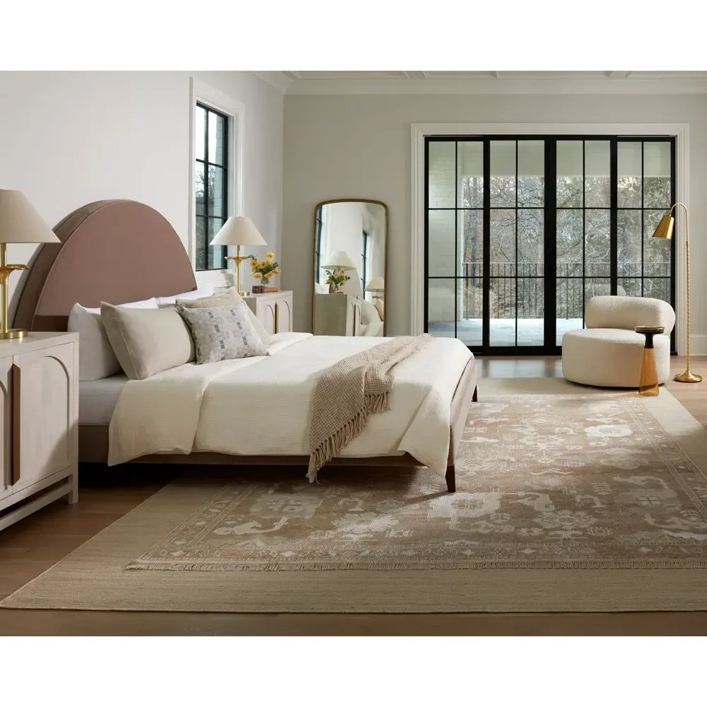 Levran Oushak Patterned Hand Knotted Rug - Brown