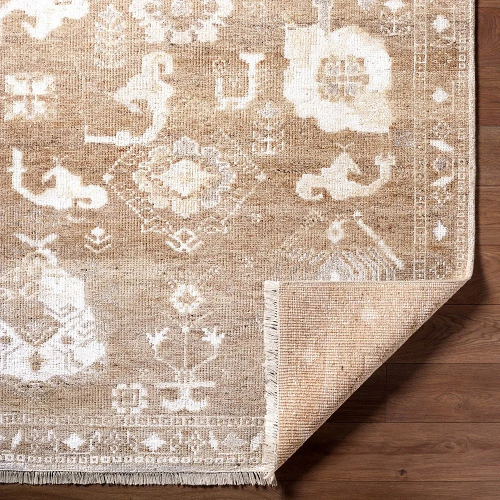 Levran Oushak Patterned Hand Knotted Rug - Brown