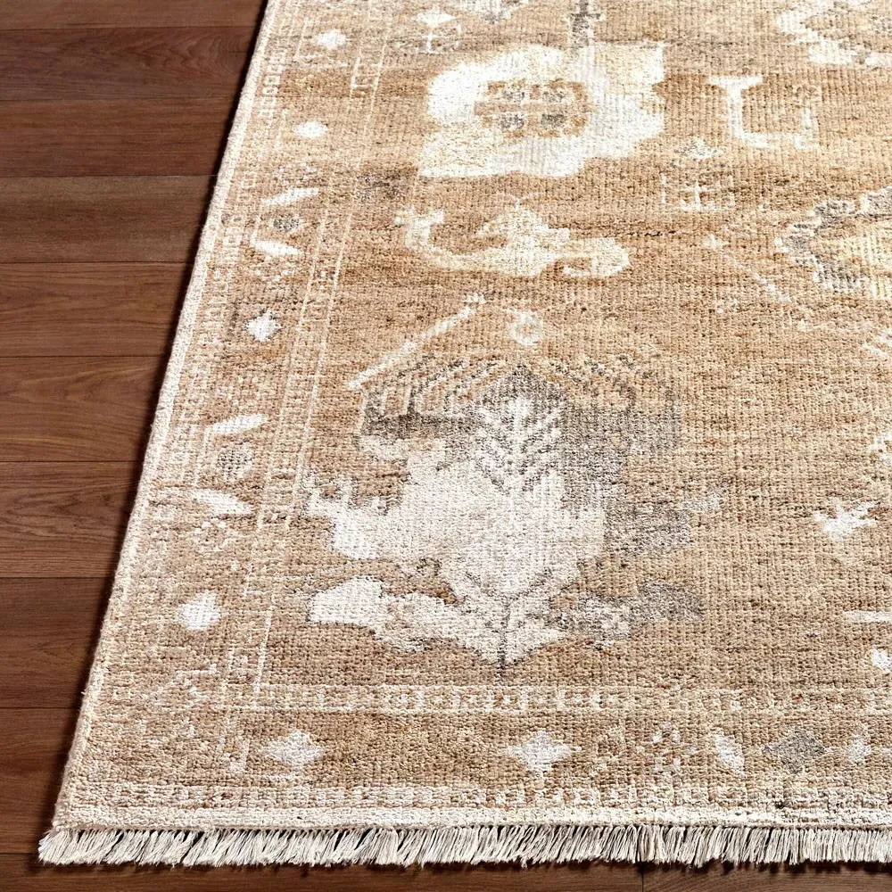 Levran Oushak Patterned Hand Knotted Rug - Brown