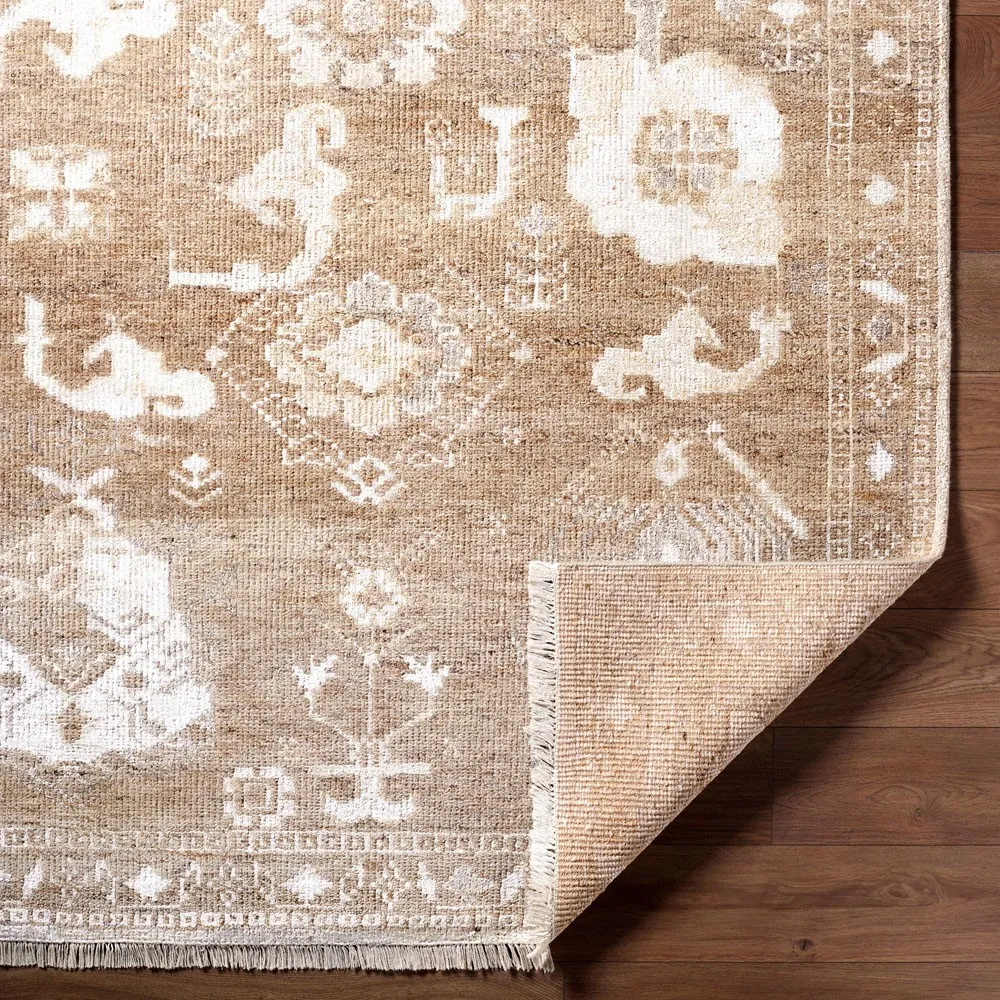 Levran Oushak Patterned Hand Knotted Rug Sample - Brown