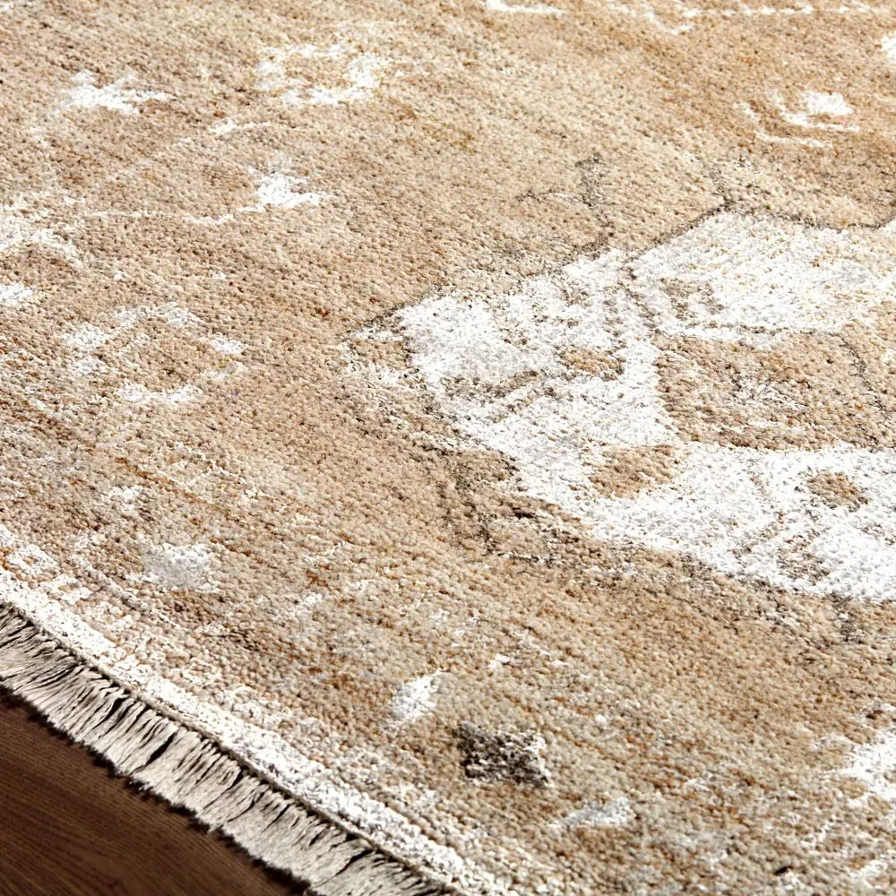 Levran Oushak Patterned Hand Knotted Rug Sample - Brown