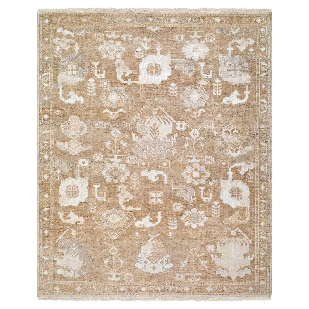 Levran Oushak Patterned Hand Knotted Rug Sample - Brown image