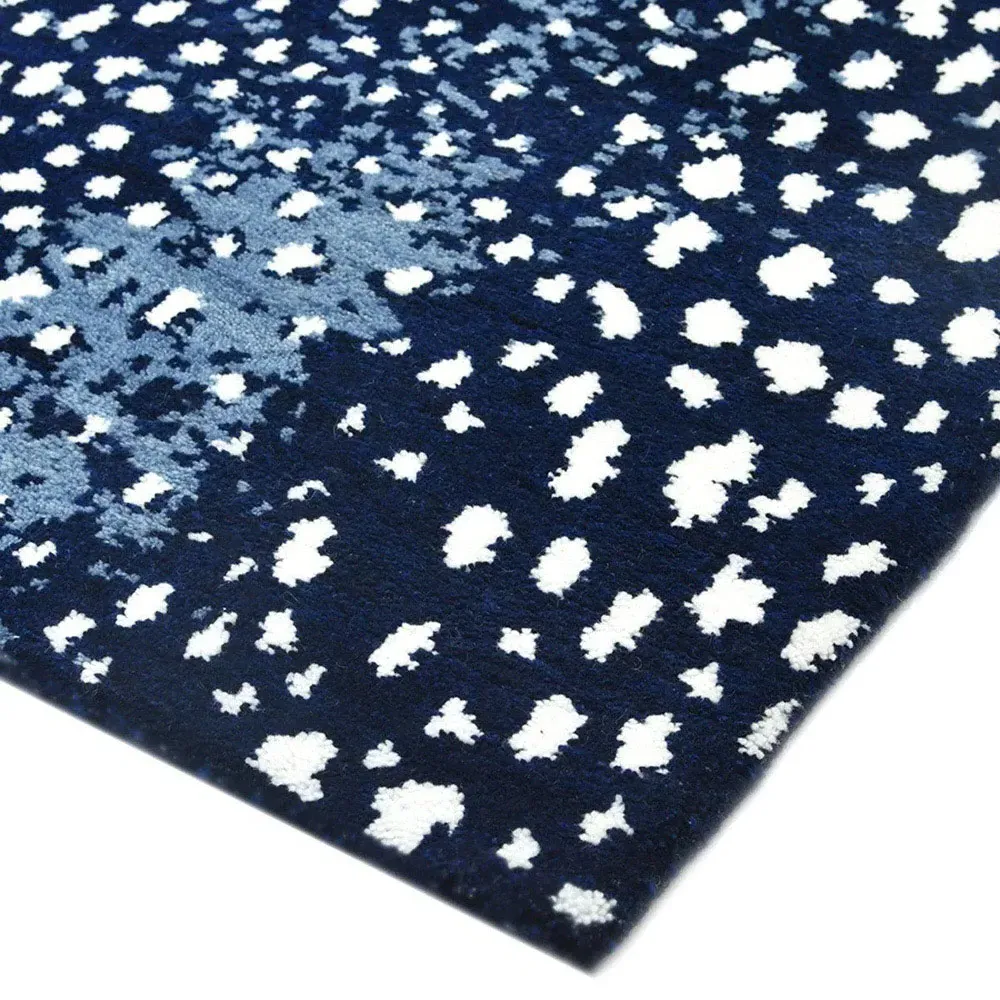 Lewis 3x5 Animal Patterned Hand Knotted Rug - Navy, Wool