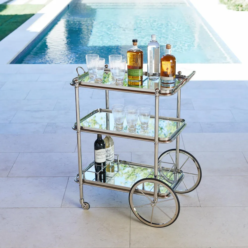 Lewis Bar Cart - Nickel, Glass