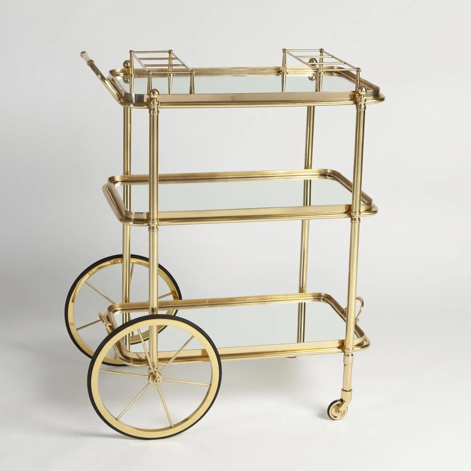 Lewis Bar Cart - Polished Brass, Glass