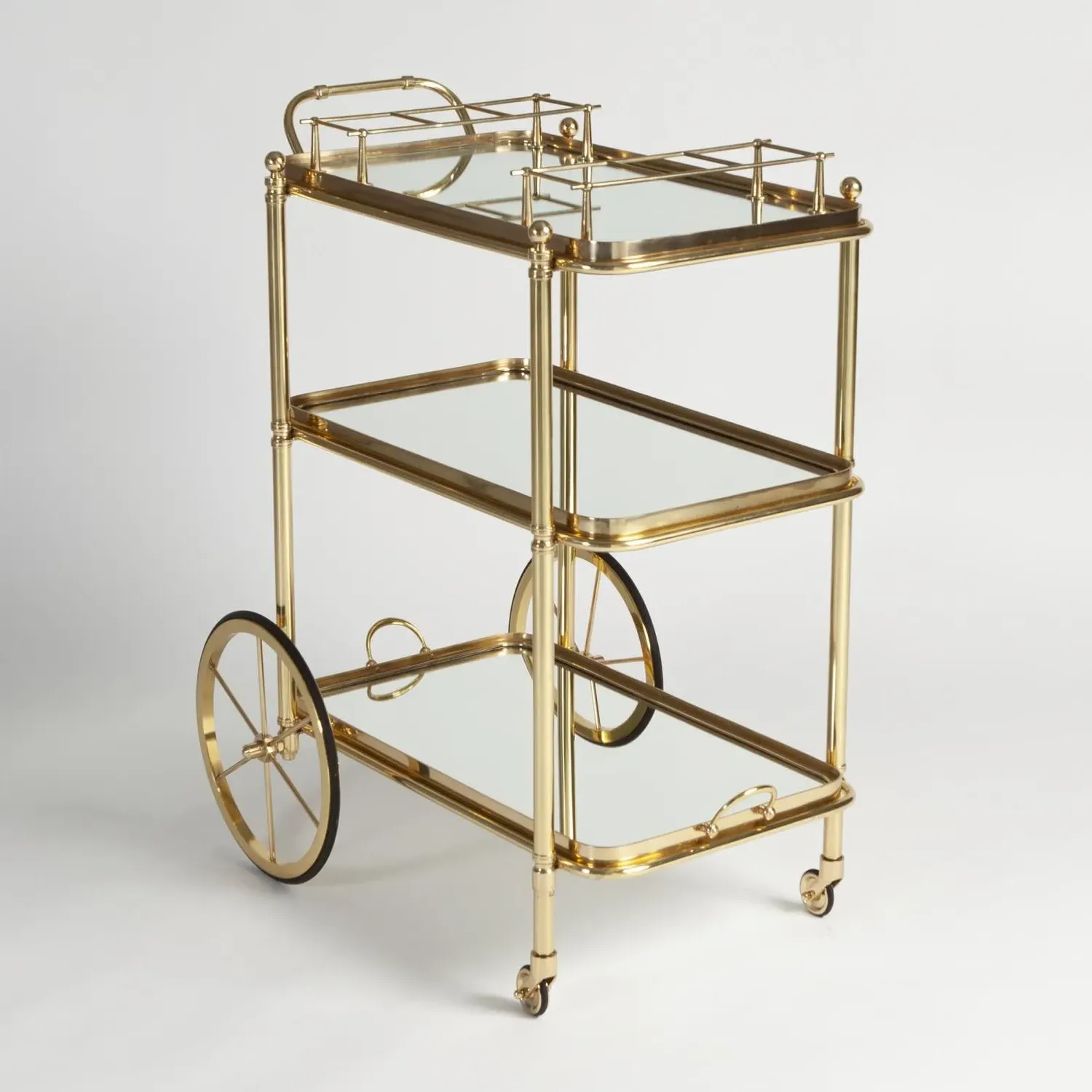 Lewis Bar Cart - Polished Brass, Glass