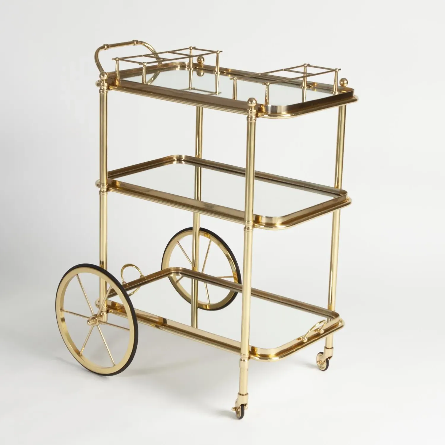 Lewis Bar Cart - Polished Brass, Glass