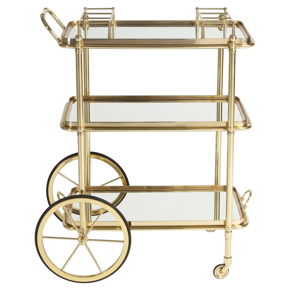 Lewis Bar Cart - Polished Brass, Glass