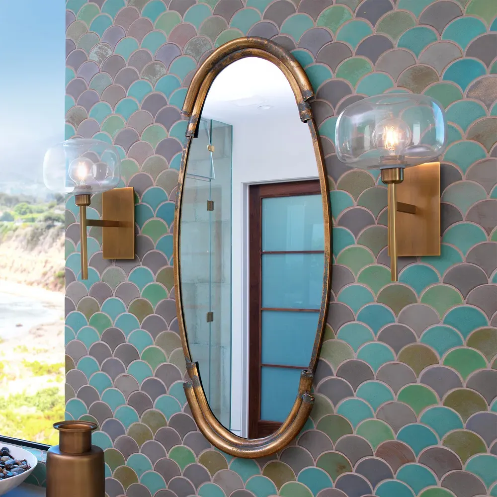 Lewis Oval Wall Mirror - Gold, Metal