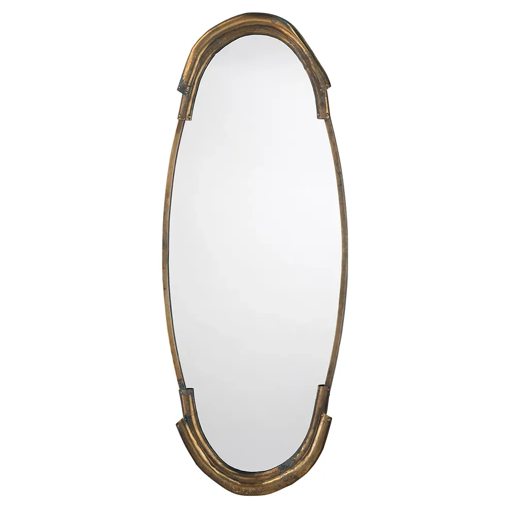 Lewis Oval Wall Mirror - Gold, Metal image