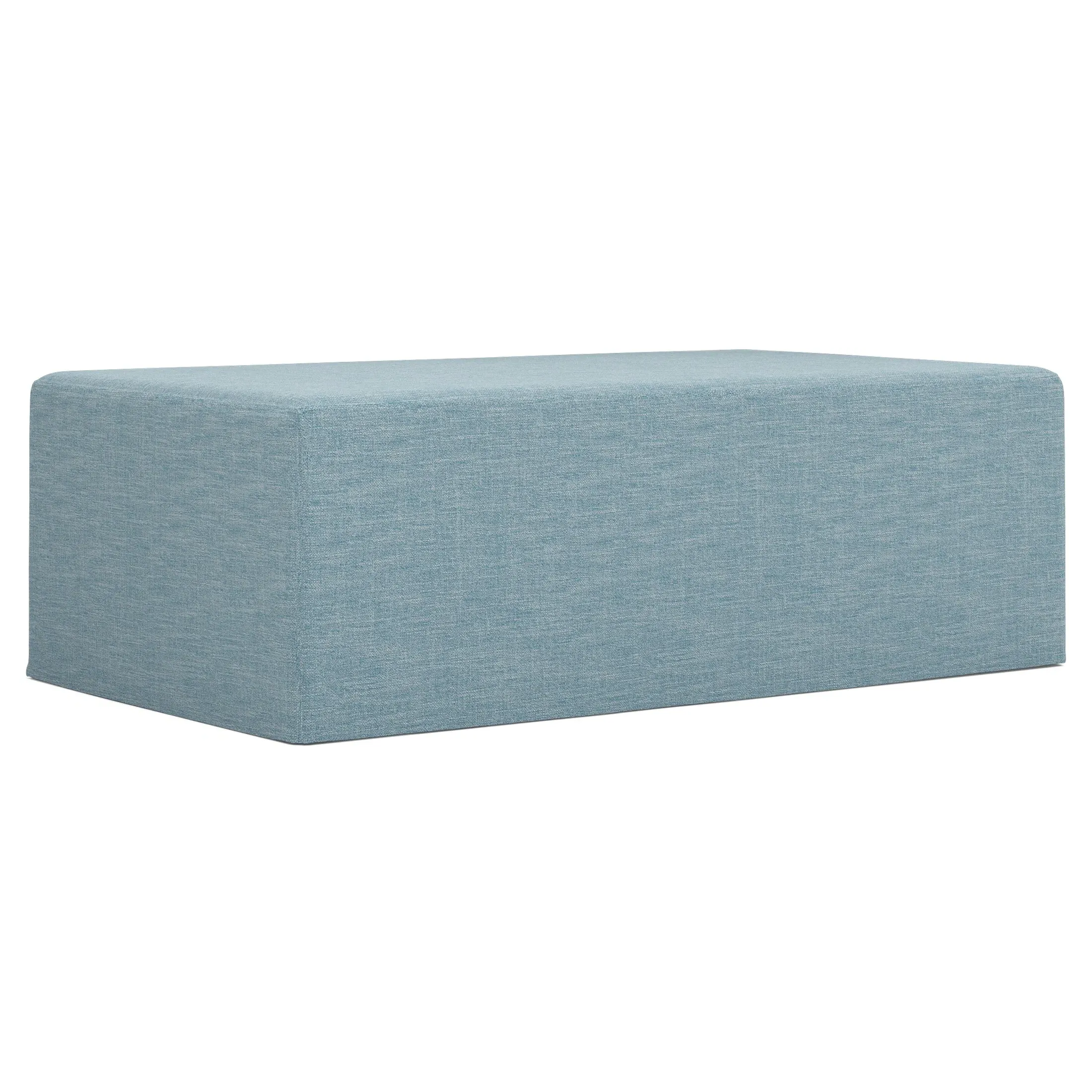 Lexie Rectangular Ottoman with Casters - Eggshell Blue