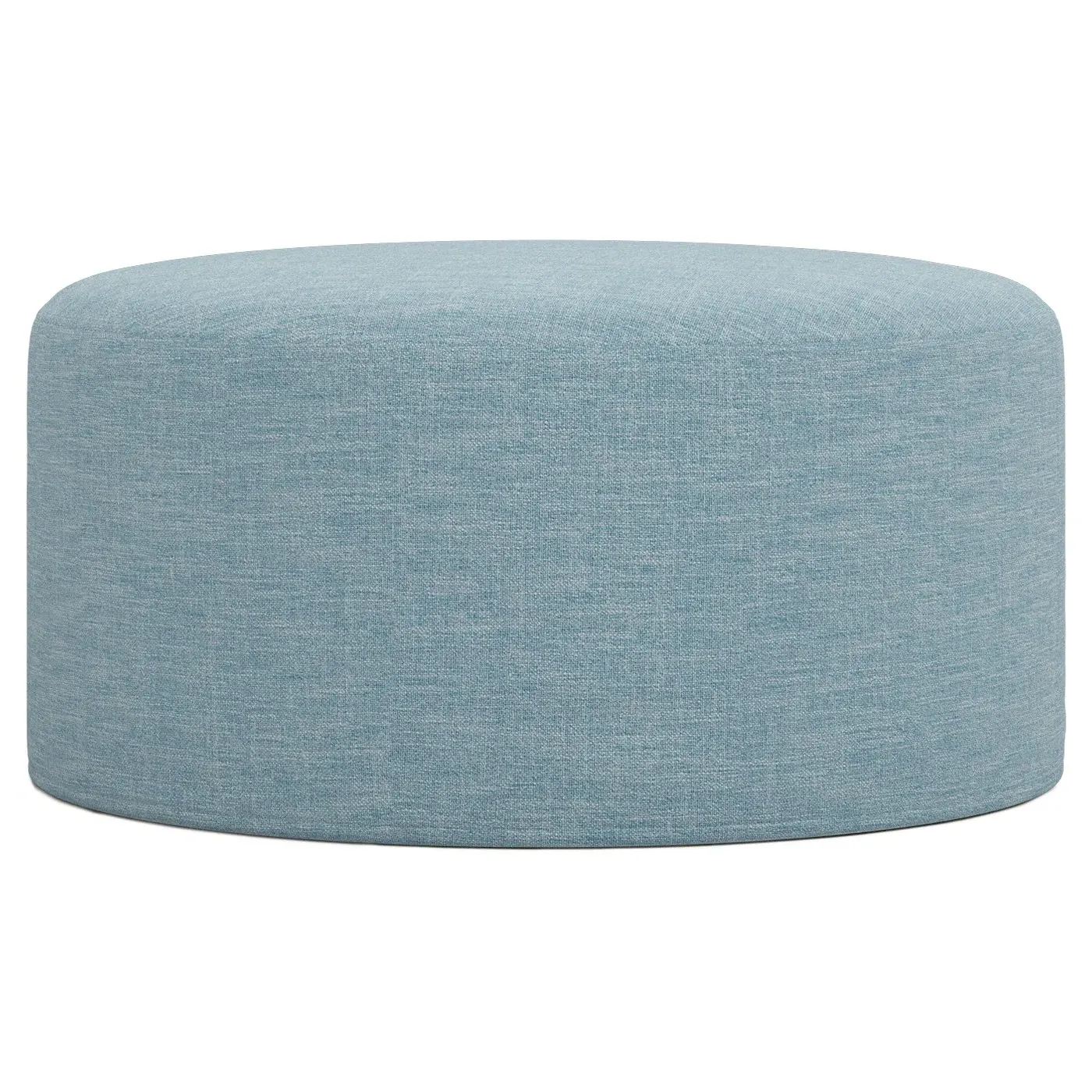 Lexie Round Ottoman with Casters - Eggshell Blue