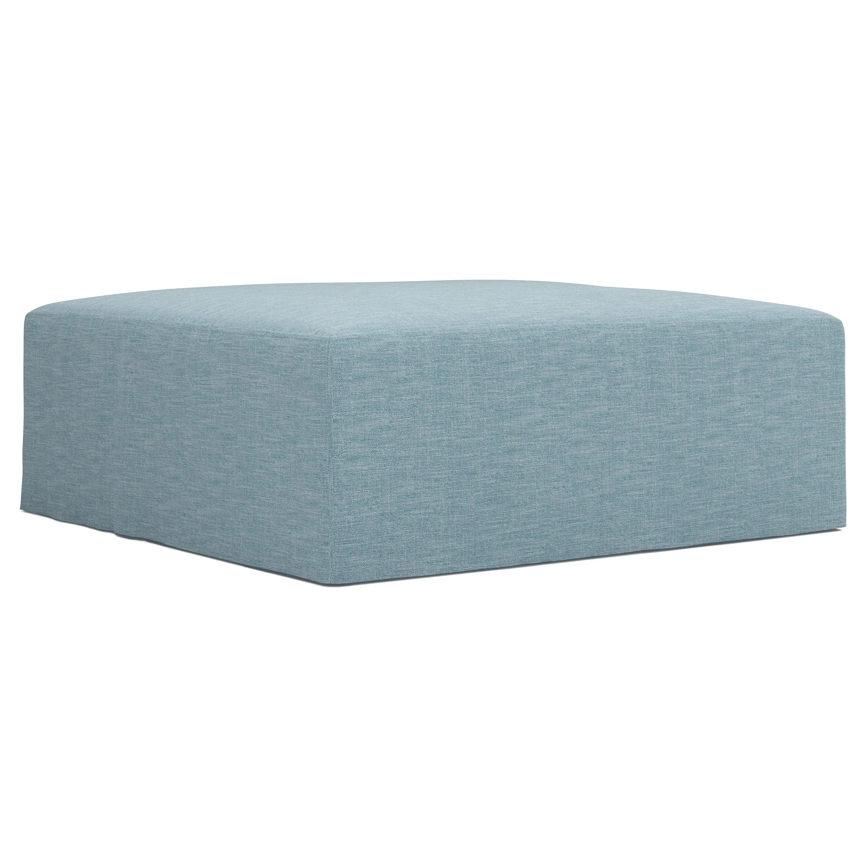 Lexie Square Ottoman with Casters - Eggshell Blue
