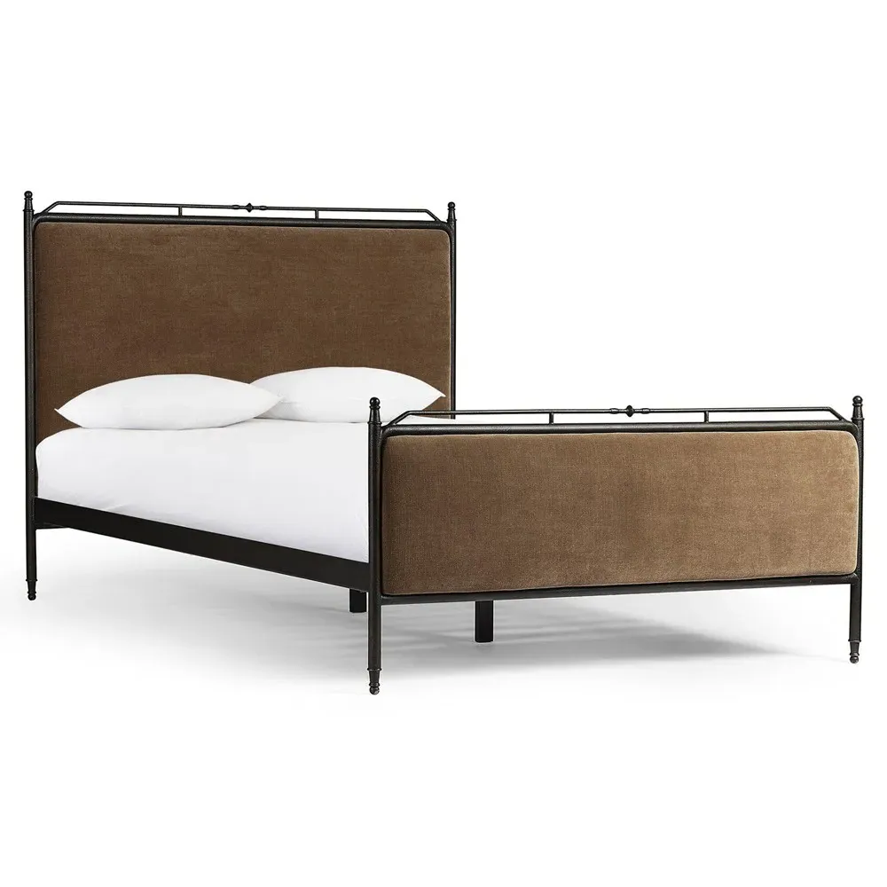 Leyla Altair King Size Bed Frame - Mushroom, Iron
