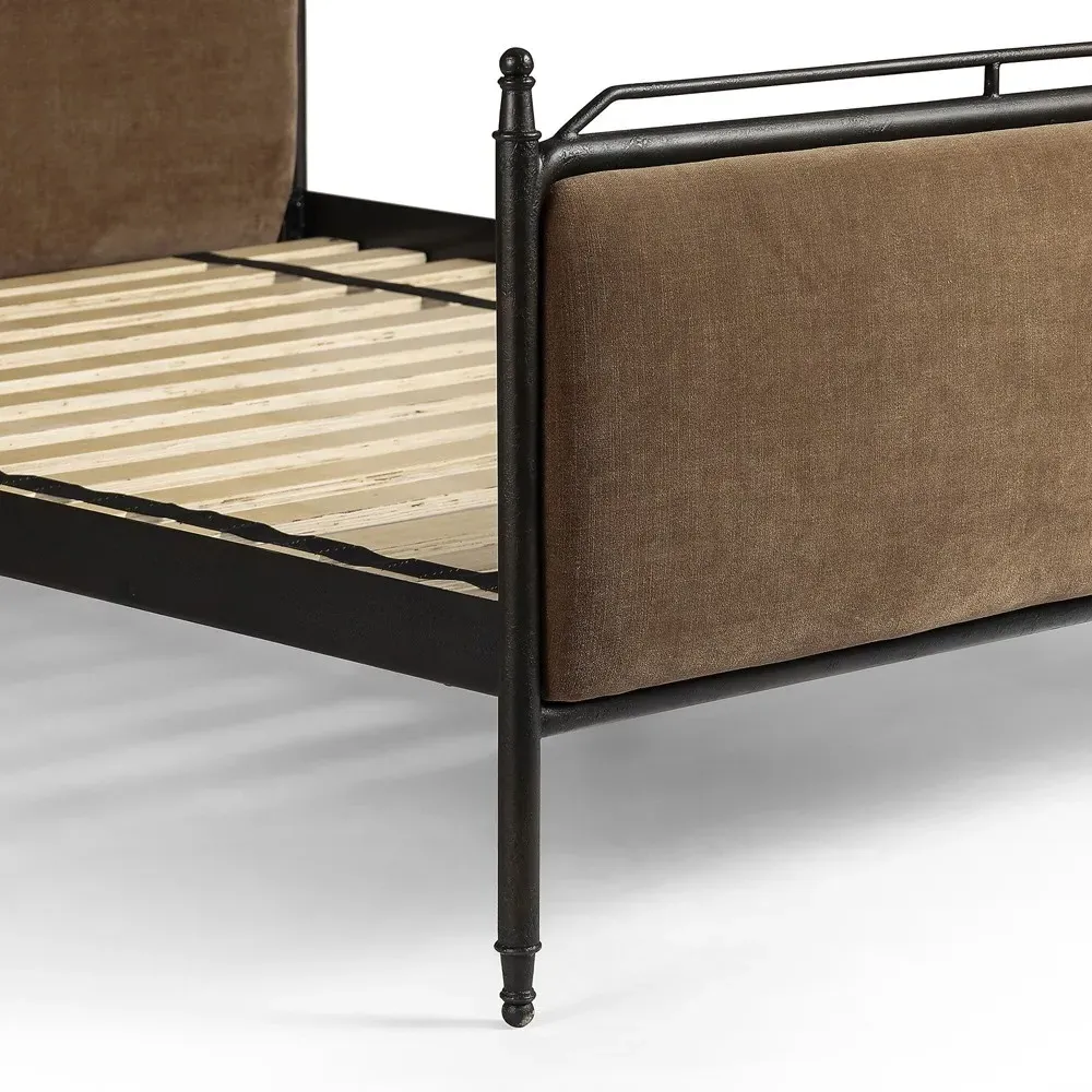 Leyla Altair King Size Bed Frame - Mushroom, Iron