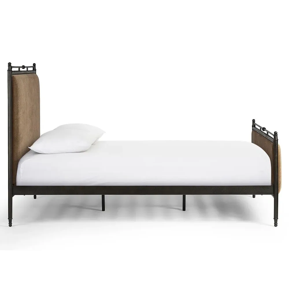 Leyla Altair King Size Bed Frame - Mushroom, Iron