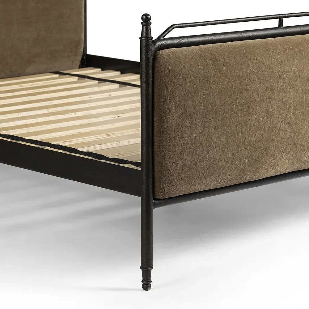 Leyla Altair Queen Size Bed Frame - Mushroom, Iron