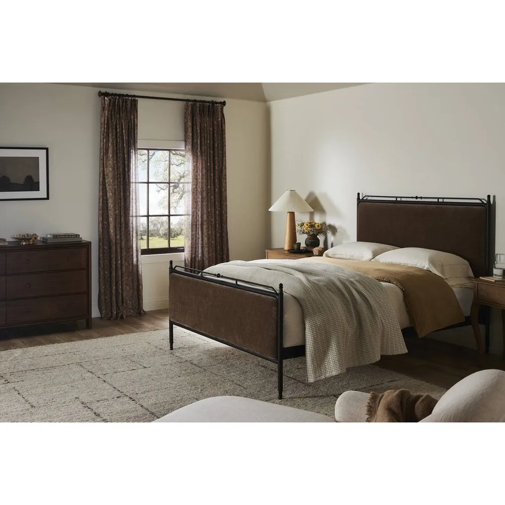 Leyla Altair Queen Size Bed Frame - Mushroom, Iron